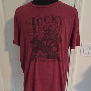 Lucky Brand Men's Maroon Graphic Tee